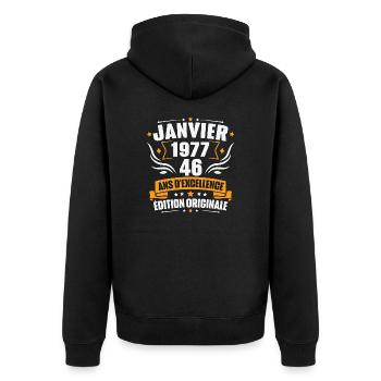 Vintage Gift January 1977, 46 years anniversary - Unisex Premium Organic Zip Hoodie - black - Back - Nico (187cm)