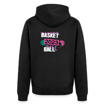 Basketball 2023 Basketballspieler Spieler Sport - Unisex Premium Bio Zip Hoodie - Schwarz - Hinten - Nico (187cm)