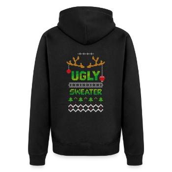 Ugly Christmas Sweater Christmas - Unisex Premium Organic Zip Hoodie - black - Back - Nico (187cm)