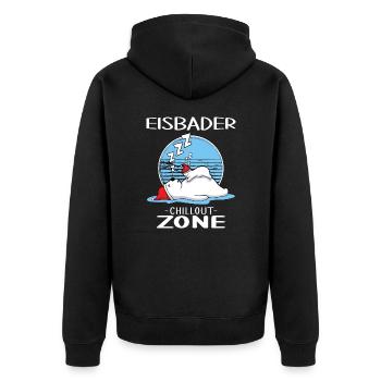 eisbader eisbad-zone winterbader - Unisex Premium Bio Zip Hoodie - Schwarz - Hinten - Nico (187cm)