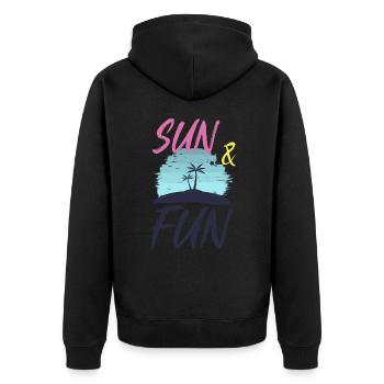 Sun and fun. - Unisex Premium Organic Zip Hoodie - black - Back - Nico (187cm)
