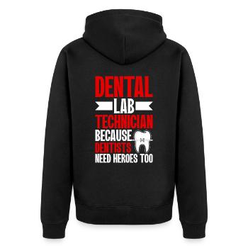 Chemise de technicien dentaire amusante – Heroes of the Dentist - Veste à capuche bio Premium Unisexe - noir - Dos - Nico (187cm)