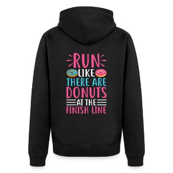 Lustiges Laufshirt Donut Motivation Joggen Sport - Unisex Premium Bio Zip Hoodie - Schwarz - Hinten - Nico (187cm)