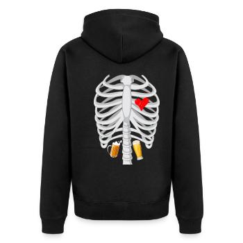 Skeleton beer announcement birth future dad - Unisex Premium Organic Zip Hoodie - black - Back - Nico (187cm)