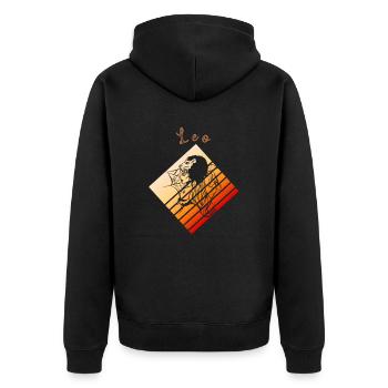 Logo rétro signe astrologique "Lion" - Veste à capuche bio Premium Unisexe - noir - Dos - Nico (187cm)