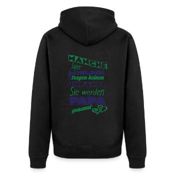 Superhelden werden Papa genannt - Unisex Premium Bio Zip Hoodie - Schwarz - Hinten - Nico (187cm)