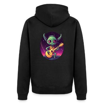 Alien-Gitarrist bei Sonnenuntergang - Unisex Premium Bio Zip Hoodie - Schwarz - Hinten - Nico (187cm)
