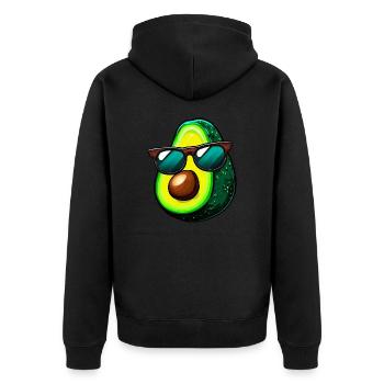 Coole Kawaii Avocado Charmantes Frucht-Design - Unisex Premium Bio Zip Hoodie - Schwarz - Hinten - Nico (187cm)