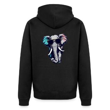 Cool Elephant - Elephant with sunglasses - Unisex Premium Organic Zip Hoodie - black - Back - Nico (187cm)