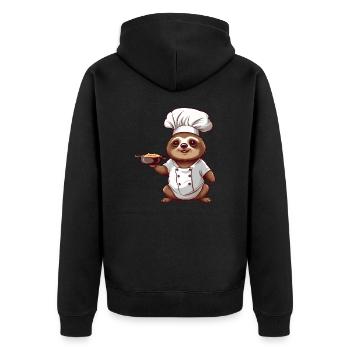 Cute Sloth Comic Chef with Chef's Hat Design - Unisex Premium Organic Zip Hoodie - black - Back - Nico (187cm)