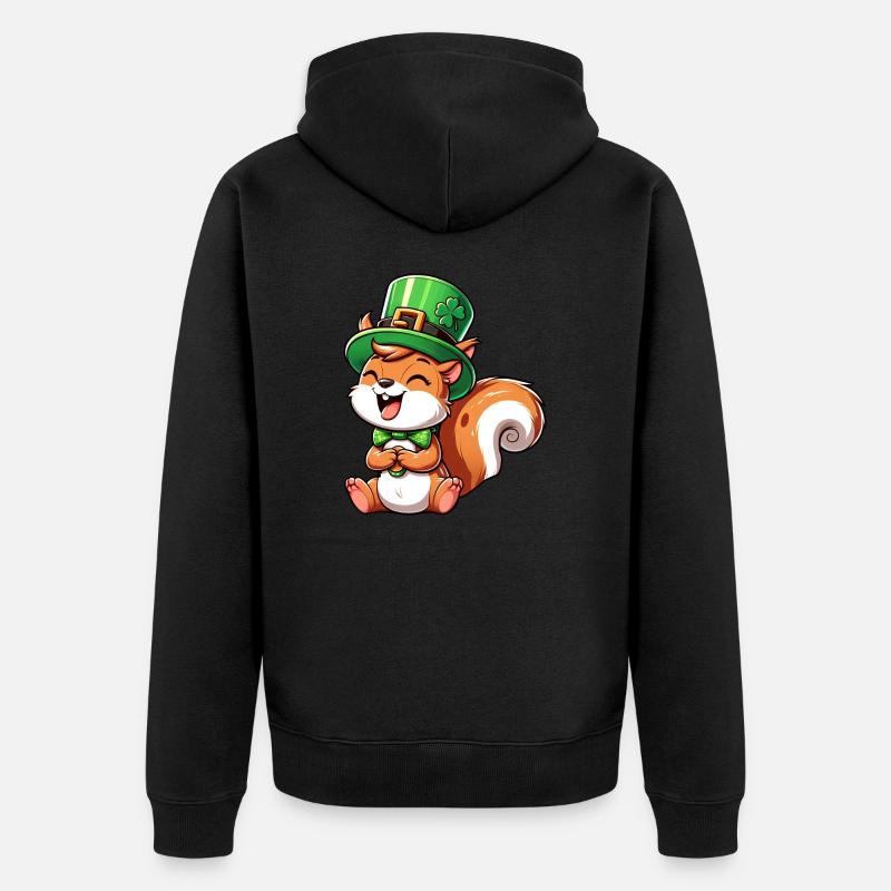 Freches Eichhörnchen St. Patricks - Unisex Premium Bio Zip Hoodie - Schwarz