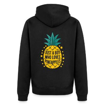 Ananas tropische hawaiianische Frucht - Unisex Premium Bio Zip Hoodie - Schwarz - Hinten - Nico (187cm)