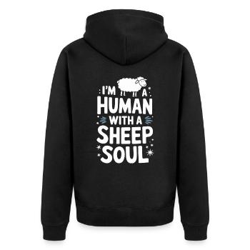 Schaf Schafe Bauer Lamm Landwirt - Unisex Premium Bio Zip Hoodie - Schwarz - Hinten - Nico (187cm)