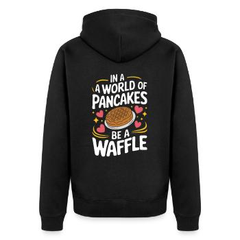Waffles Breakfast Sweets - Unisex Premium Organic Zip Hoodie - black - Back - Nico (187cm)