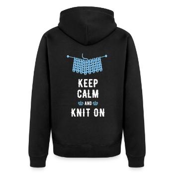 Stricken Spruch, lustiger Spruch, Keep-Calm - Unisex Premium Bio Zip Hoodie - Schwarz - Hinten - Nico (187cm)