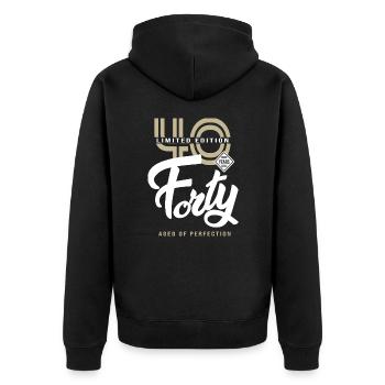 40 Jahre vierzig Geburtstagsgeschenk 40 Jahre - Unisex Premium Bio Zip Hoodie - Schwarz - Hinten - Nico (187cm)