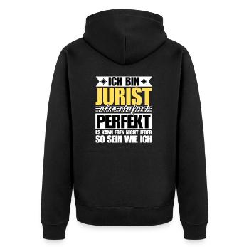 Perfekter Jurist - Unisex Premium Bio Zip Hoodie - Schwarz - Hinten - Nico (187cm)