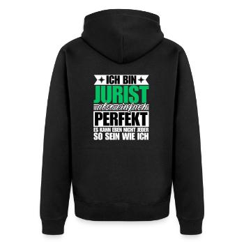 Perfekter Jurist - Unisex Premium Bio Zip Hoodie - Schwarz - Hinten - Nico (187cm)