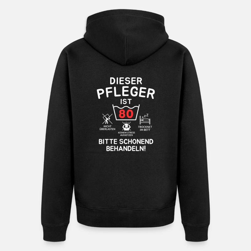 Cette aide-soignante est âgée de 80 ans. - Veste à capuche bio Premium Unisexe - noir