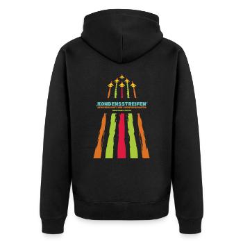 Himmelsgeheimnisse: Kondensstreifen vs. Chemtrails - Unisex Premium Bio Zip Hoodie - Schwarz - Hinten - Nico (187cm)