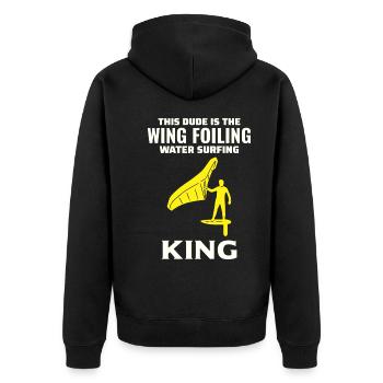 Wing Foiling Hydrofoil Surfing Surf Water Sport - Unisex Premium Organic Zip Hoodie - black - Back - Nico (187cm)