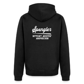 Spengler Meister Dachdecker Spenglermeister - Unisex Premium Bio Zip Hoodie - Schwarz - Hinten - Nico (187cm)