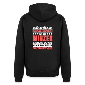 Ich führe Selbstgespräche - Winzer Edition - Unisex Premium Bio Zip Hoodie - Schwarz - Hinten - Nico (187cm)