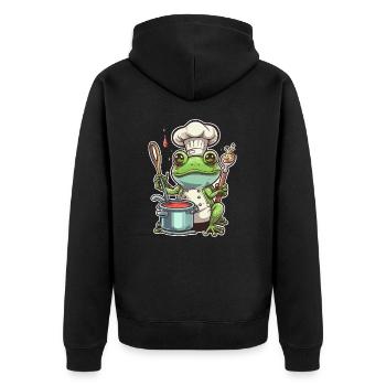 Froggy Kitchen Frenzy - Unisex Premium Organic Zip Hoodie - black - Back - Nico (187cm)