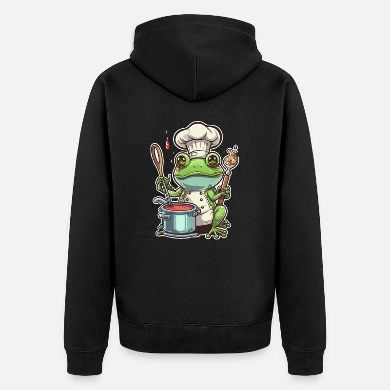 Froschiger Küchenrausch - Unisex Premium Bio Zip Hoodie - Schwarz