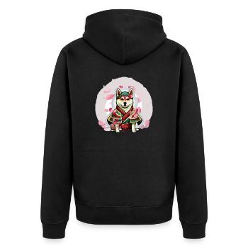 Shiba-muraia - Unisex Premium Bio Zip Hoodie - Schwarz - Hinten - Nico (187cm)