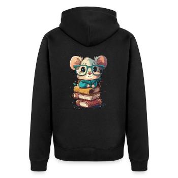 Souris rat de bibliothèque - Veste à capuche bio Premium Unisexe - noir - Dos - Nico (187cm)