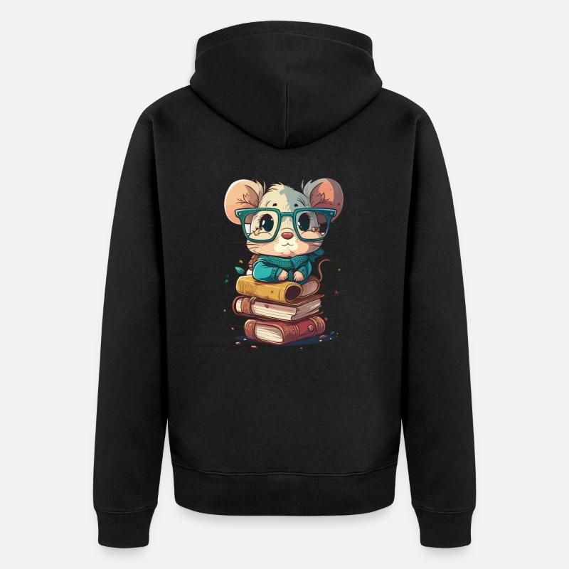 Souris rat de bibliothèque - Veste à capuche bio Premium Unisexe - noir