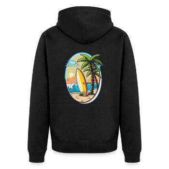 Der Wellenreiter - Unisex Premium Bio Zip Hoodie - Schwarz - Hinten - Nico (187cm)