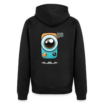 Der mobile Fotograf - Unisex Premium Bio Zip Hoodie - Schwarz - Hinten - Nico (187cm)