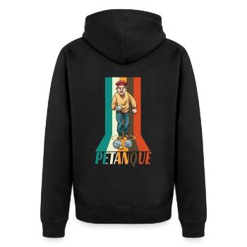Petanque Petanque Geschenke für einen Petanque - Unisex Premium Bio Zip Hoodie - Schwarz - Hinten - Nico (187cm)