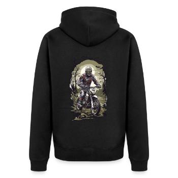 Motocross Zombie Halloween Adrenaline Biker Race - Unisex Premium Organic Zip Hoodie - black - Back - Nico (187cm)