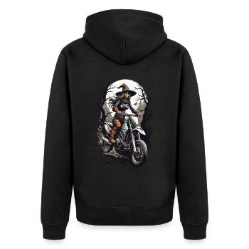 Cool Witches Biker Motorcycle Halloween on Wheels - Unisex Premium Organic Zip Hoodie - black - Back - Nico (187cm)