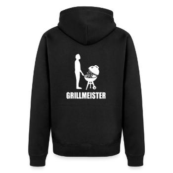 BBQ - Unisex Premium Bio Zip Hoodie - Schwarz - Hinten - Nico (187cm)