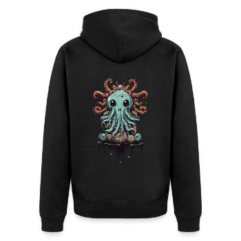 Conception mignonne de monstre visqueux Halloween - Veste à capuche bio Premium Unisexe - noir - Dos - Nico (187cm)