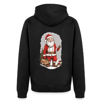 Festlicher Winterzauber Weihnachten Weihnachtsmann - Unisex Premium Bio Zip Hoodie - Schwarz - Hinten - Nico (187cm)