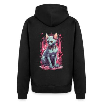 Magical Sphynx Cat Pastel Gothic Illustration - Unisex Premium Organic Zip Hoodie - black - Back - Nico (187cm)