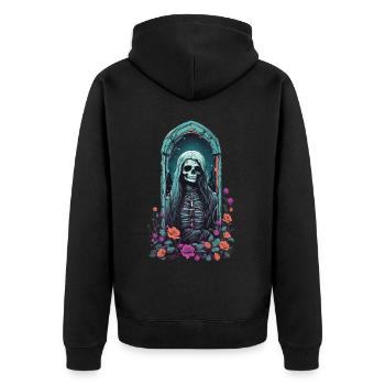 Gothic Pastel Skeleton Lady Victorian Halloween - Unisex Premium Organic Zip Hoodie - black - Back - Nico (187cm)