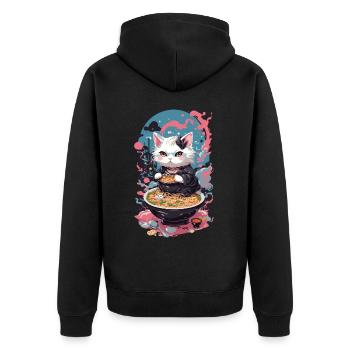 Cat Goth Pastel Ramen Noodle Soup Kawaii - Unisex Premium Organic Zip Hoodie - black - Back - Nico (187cm)