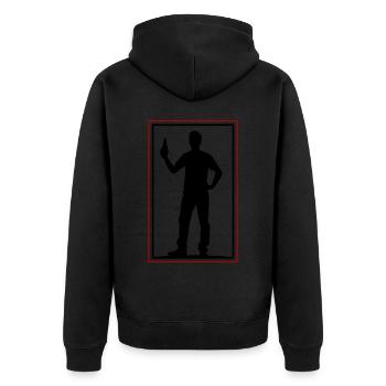 Drinking Bier Silhouette - Unisex Premium Bio Zip Hoodie - Schwarz - Hinten - Nico (187cm)
