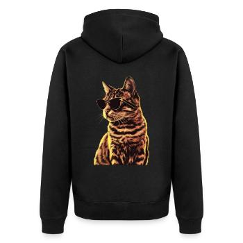 Sonnenbrille für American Shorthair Geschenk - Unisex Premium Bio Zip Hoodie - Schwarz - Hinten - Nico (187cm)