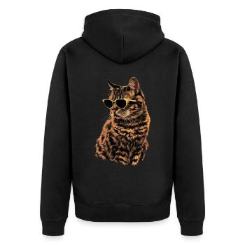 Sonnenbril für Orientalisch Kurzhaarkatze Geschenk - Unisex Premium Bio Zip Hoodie - Schwarz - Hinten - Nico (187cm)