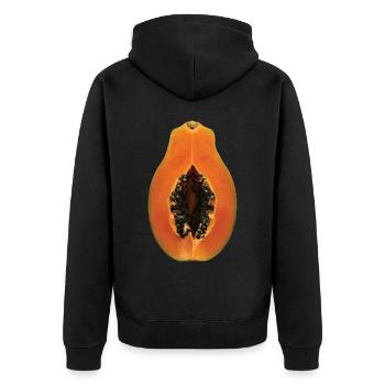 Papaya Frucht Geschenk - Unisex Premium Bio Zip Hoodie - Schwarz - Hinten - Nico (187cm)