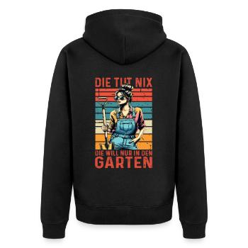Garten Geschenk Gärtnerin Geburtstag Geschenk - Unisex Premium Bio Zip Hoodie - Schwarz - Hinten - Nico (187cm)