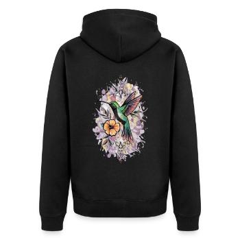 Bunter Kolibri Vogel für Ornithologe - Unisex Premium Bio Zip Hoodie - Schwarz - Hinten - Nico (187cm)