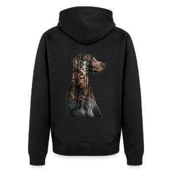 Weimaraner - Unisex Premium Bio Zip Hoodie - Schwarz - Hinten - Nico (187cm)